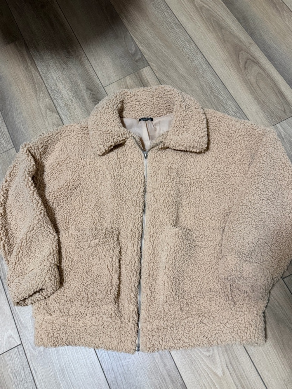 Target Beige Teddy Zip Jacket